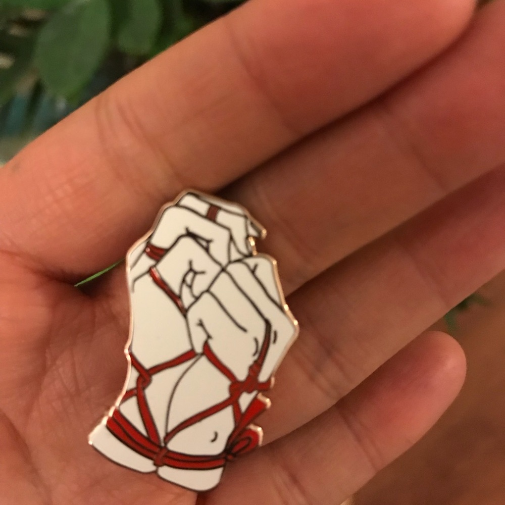 Shibari bondage enamel pin